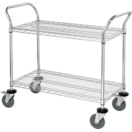 Global Equipment Nexel Utility Cart, 2 Shelf, Nexelate , 48"L x 21"W x 42"H, Pneumatic Casters 2148N2EP